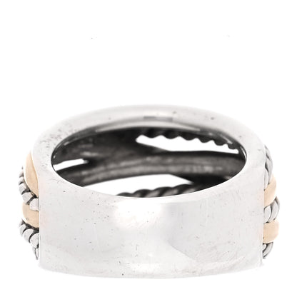 David Yurman Sterling Silver 14K Yellow Gold Wide Crossover Ring 60 9 3 of 5