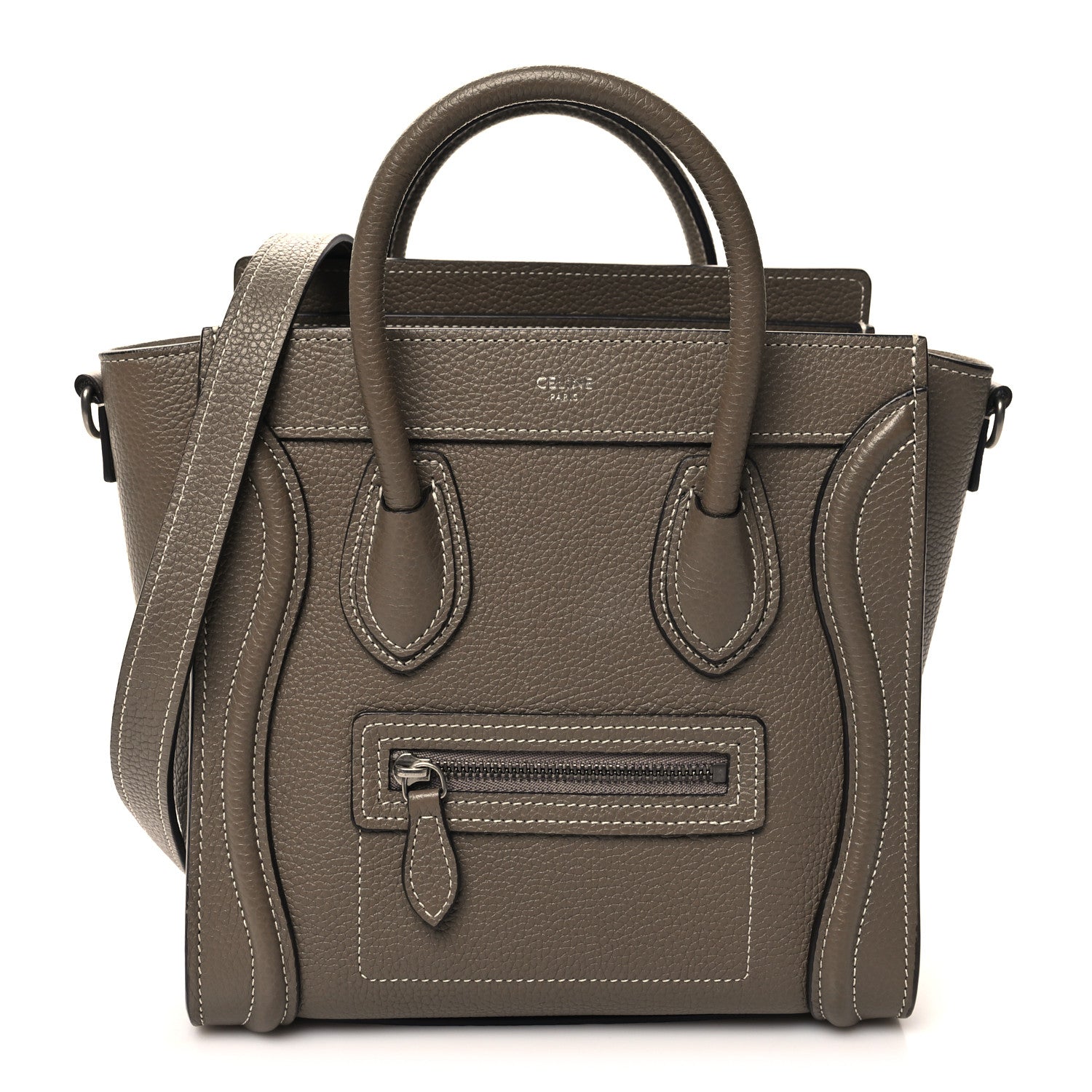 Celine Drummed Calfskin Nano Luggage Souris 1 of 10
