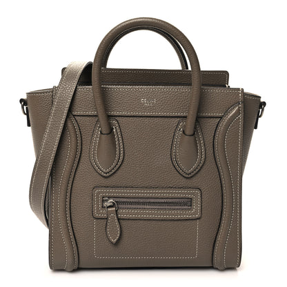 Celine Drummed Calfskin Nano Luggage Souris 1 of 10