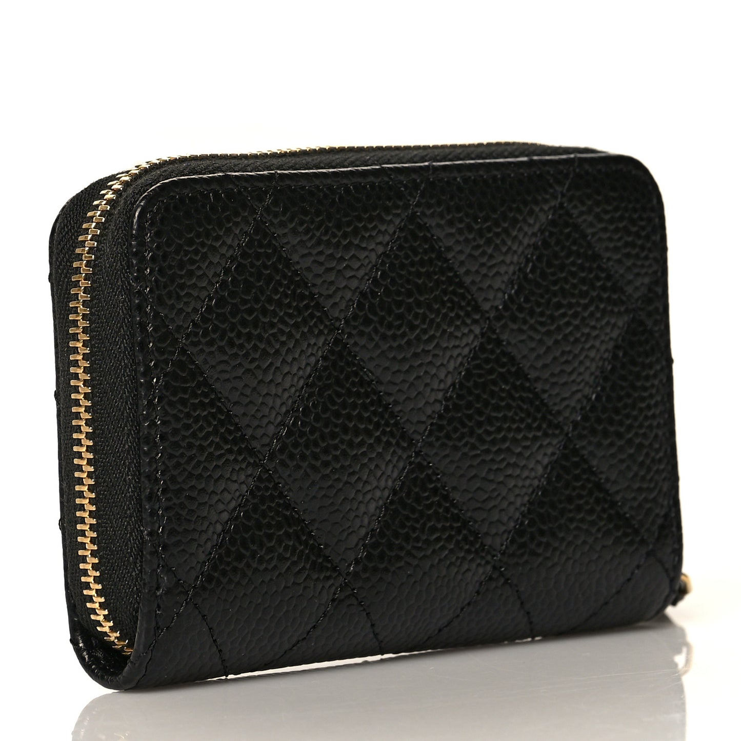 Caviar Quilted Zip Coin Purse Black