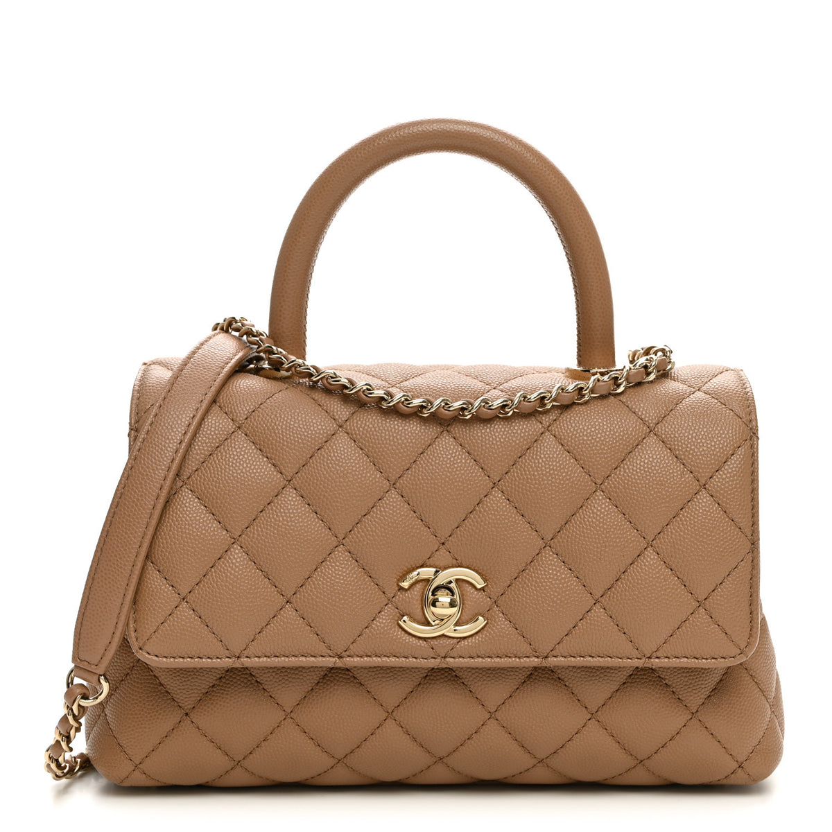 Chanel Caviar Quilted Mini Coco Handle Flap Beige 1 of 11