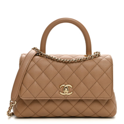 Chanel Caviar Quilted Mini Coco Handle Flap Beige 1 of 11