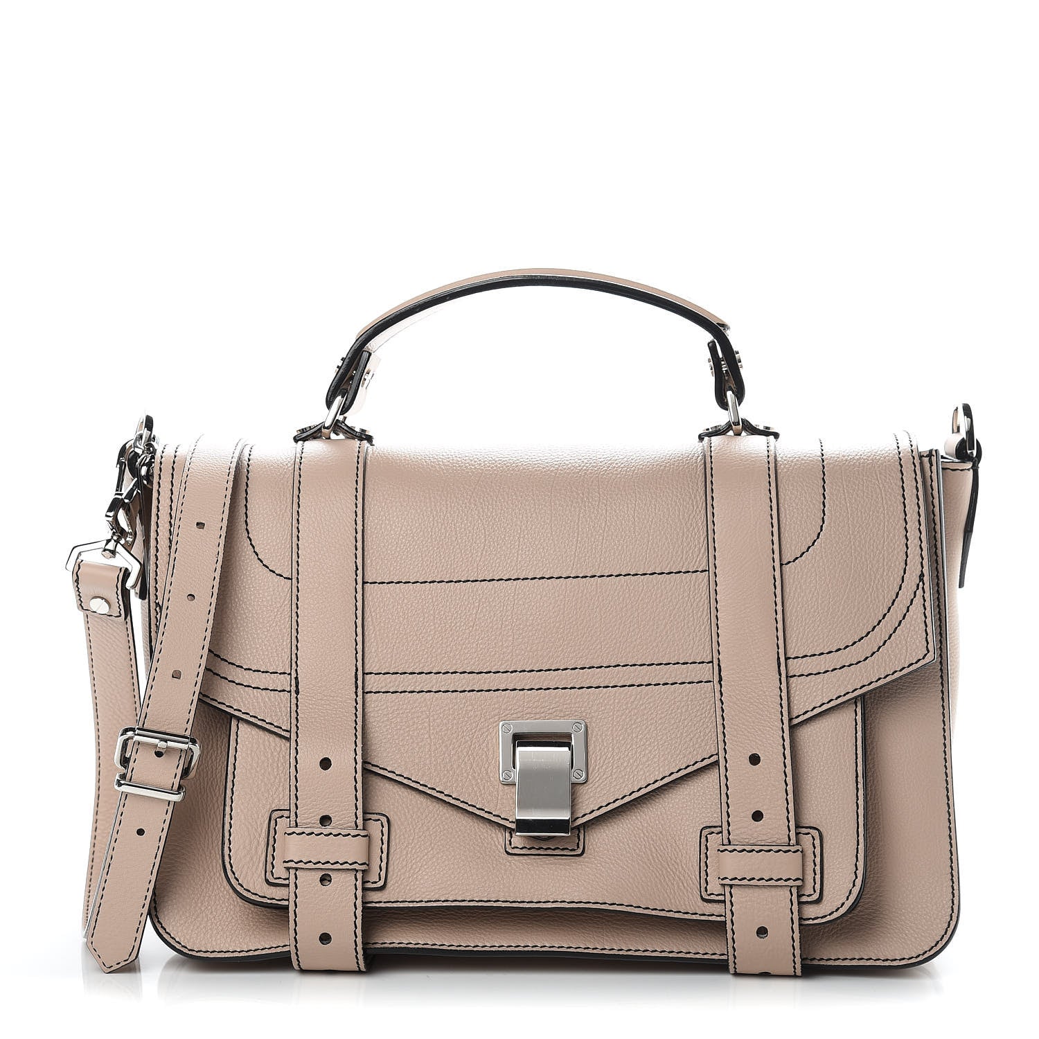 Proenza Schouler Grained Calfskin Medium Contrast Stitch PS1 Satchel Sand 1 of 12