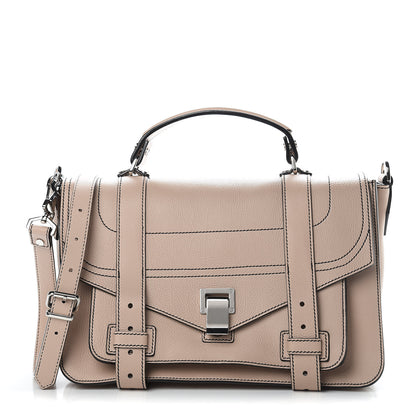 Proenza Schouler Grained Calfskin Medium Contrast Stitch PS1 Satchel Sand 1 of 12