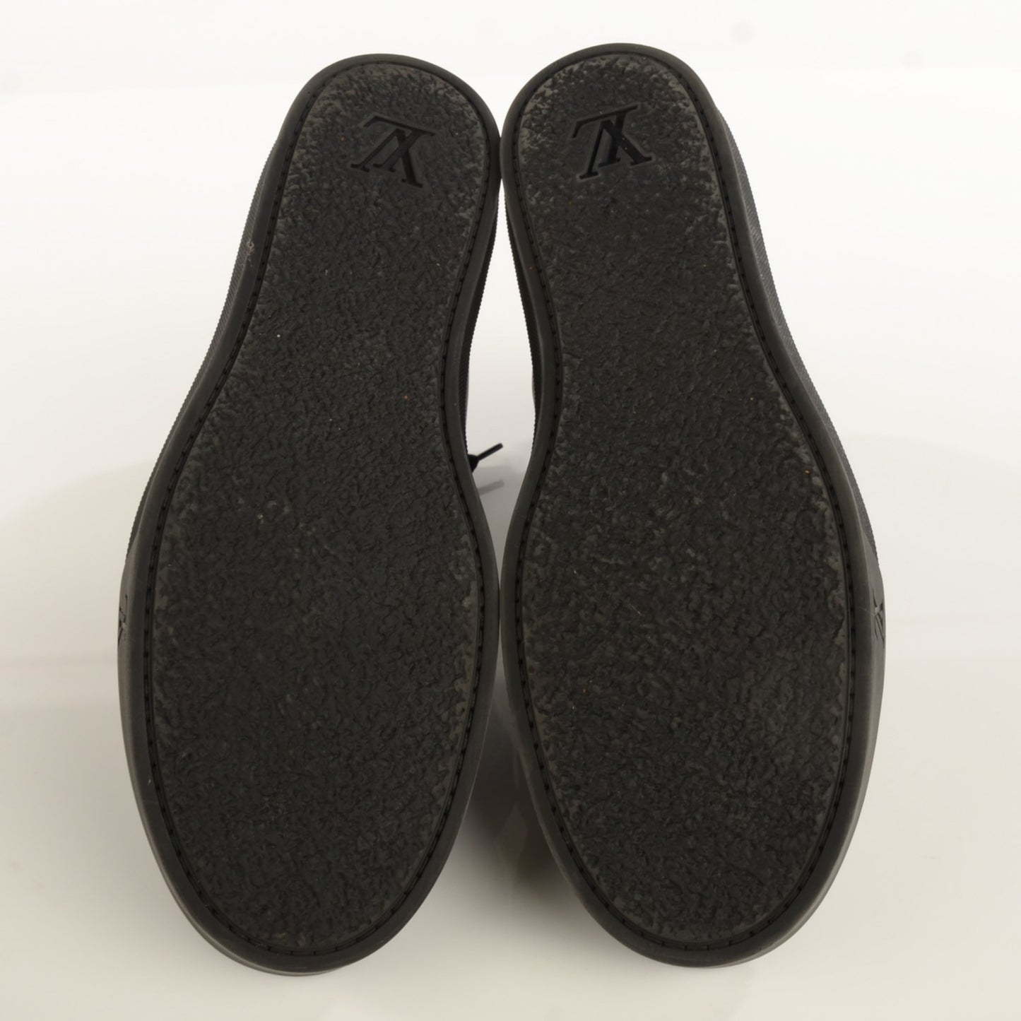 Calfskin Patent Damier Graphite Speaker Sneakers 7 Black