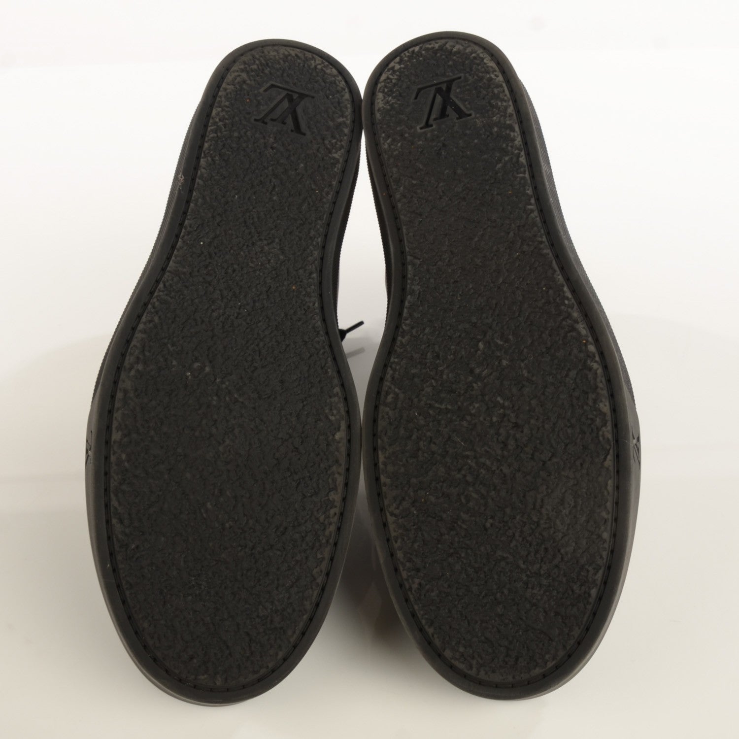 Louis Vuitton Calfskin Patent Damier Graphite Speaker Sneakers 7 Black 5 of 7