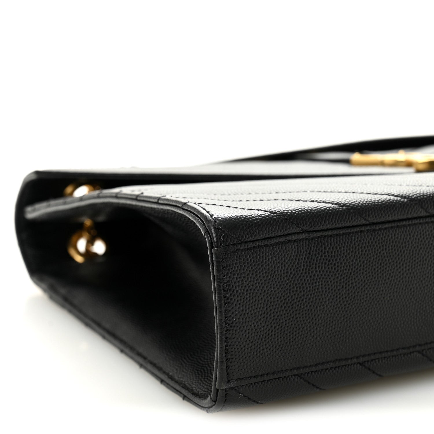 Saint Laurent Grain De Poudre Matelasse Chevron Large Monogram Satchel Black 9 of 11
