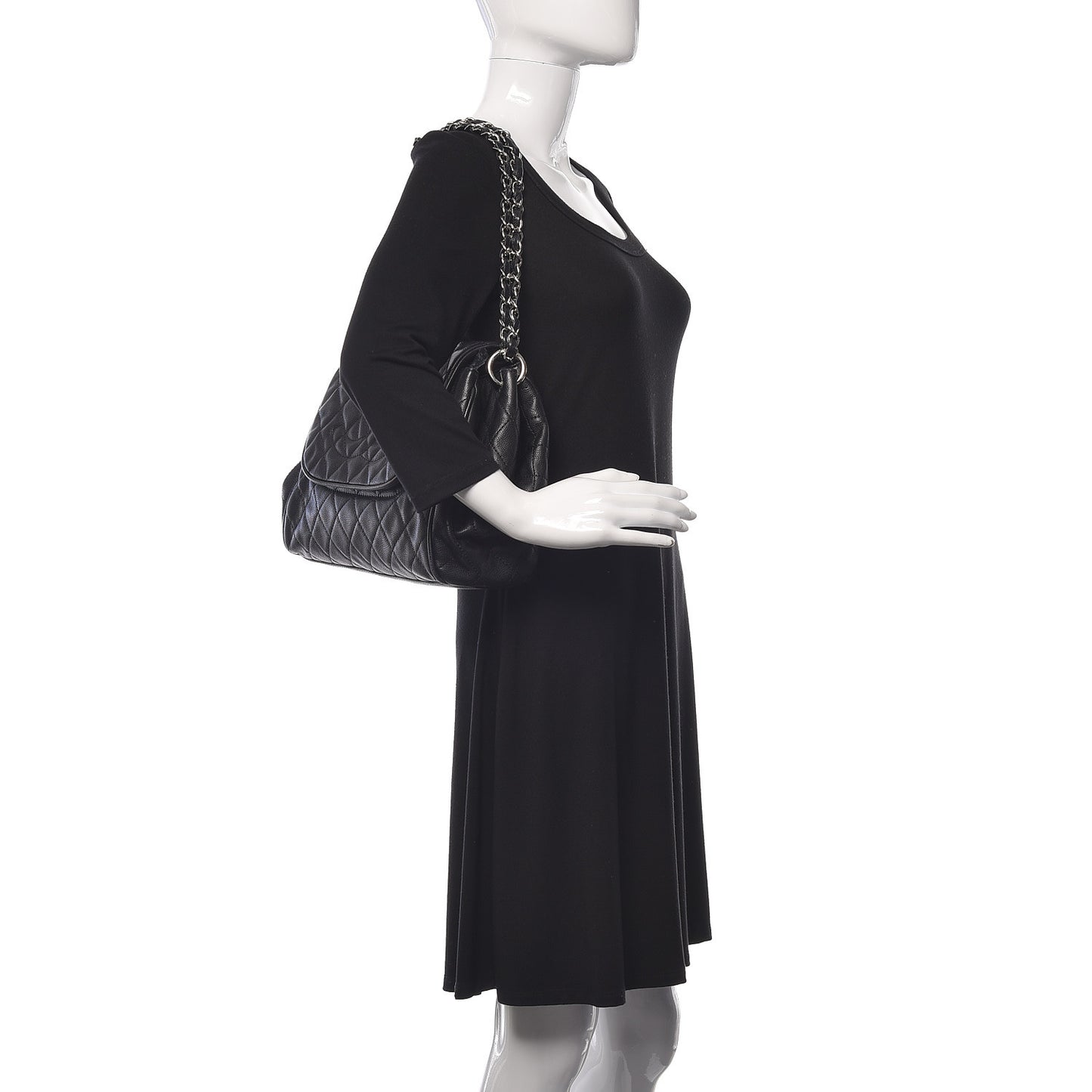 Caviar Quilted Timeless Accordion Flap Black