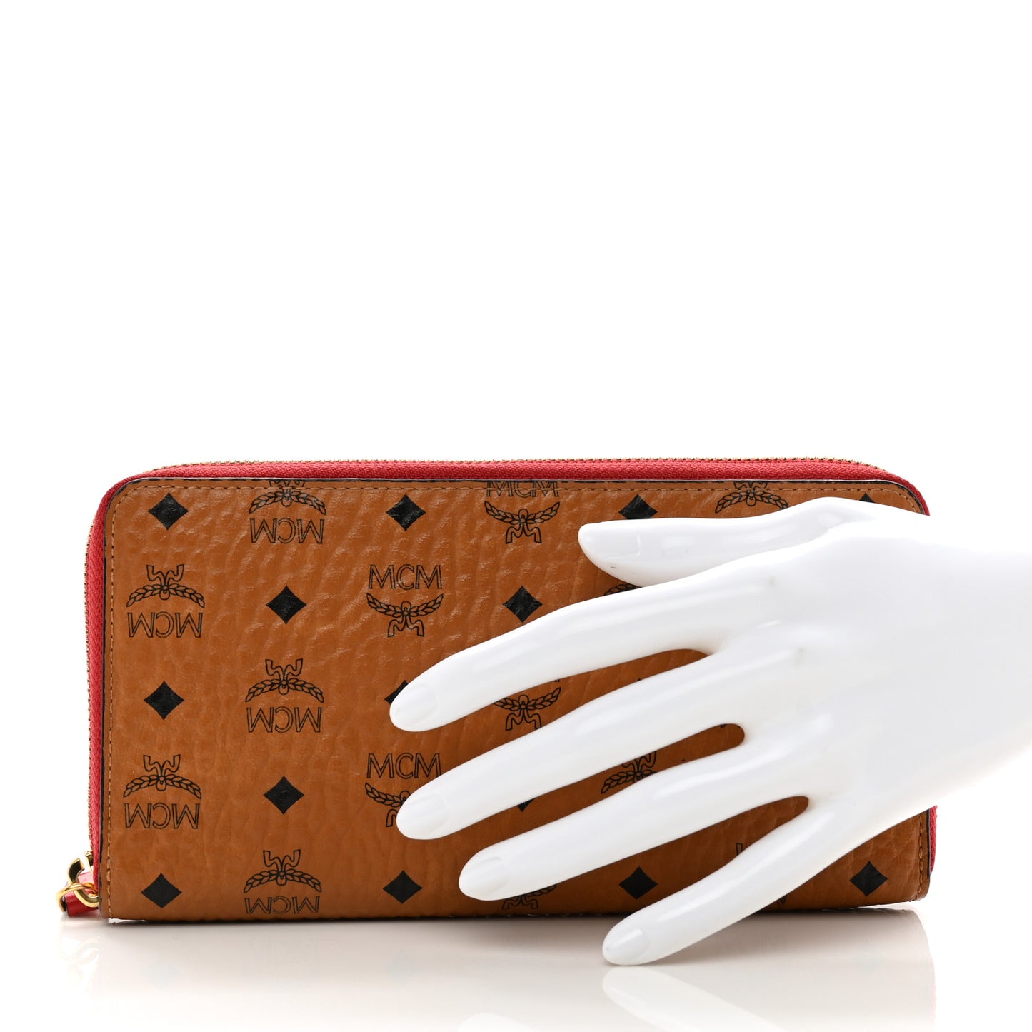 Visetos Large Zip Around Wallet Cognac Red