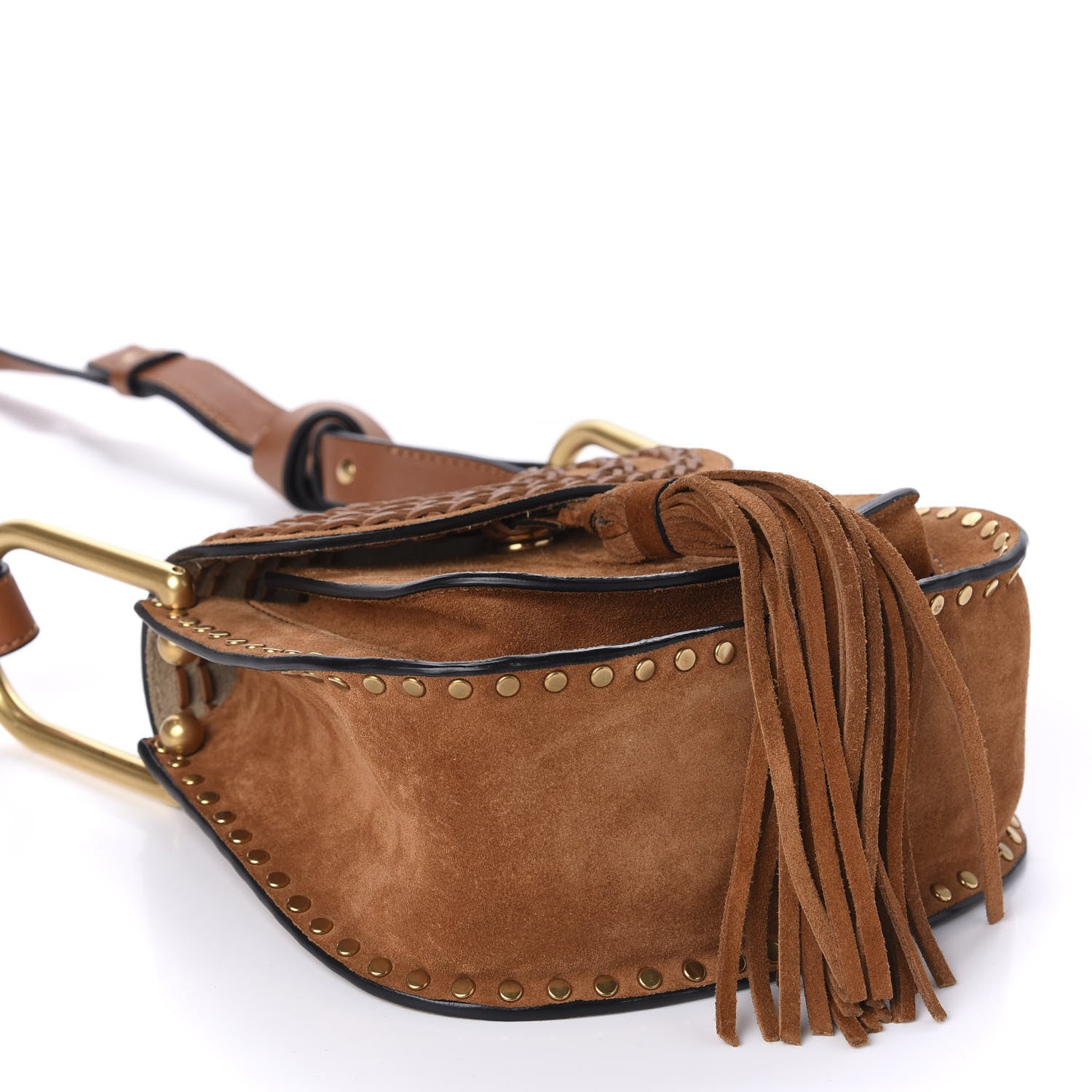 Chloe Suede Calfskin Braided Mini Hudson Shoulder Bag Caramel 4 of 10