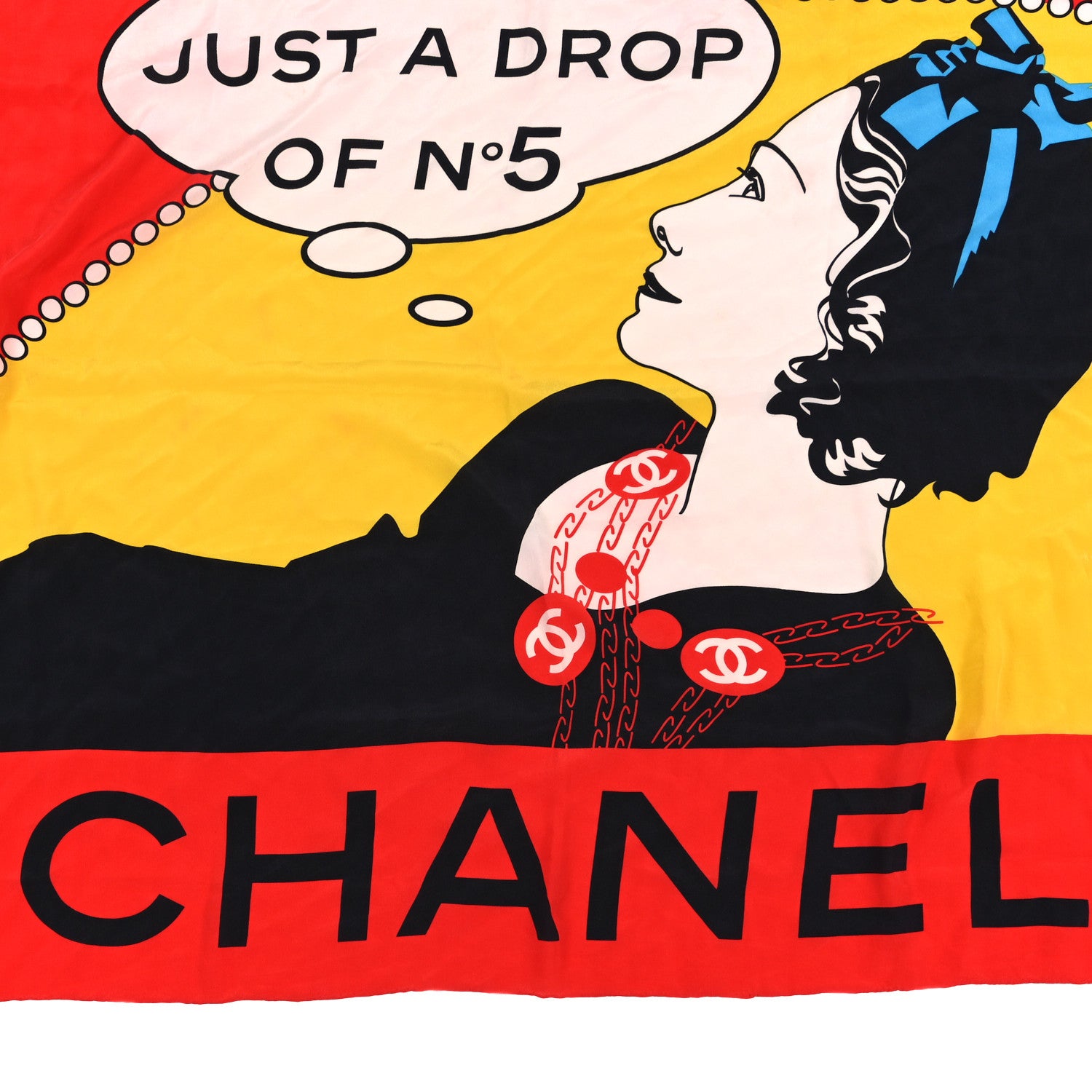 Chanel Silk Just a Drop of N°5 Comic Coco Square Scarf Red Multicolor 2 of 3