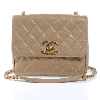 Chanel Caviar Quilted Shoulder Bag Dark Beige 1 of 10
