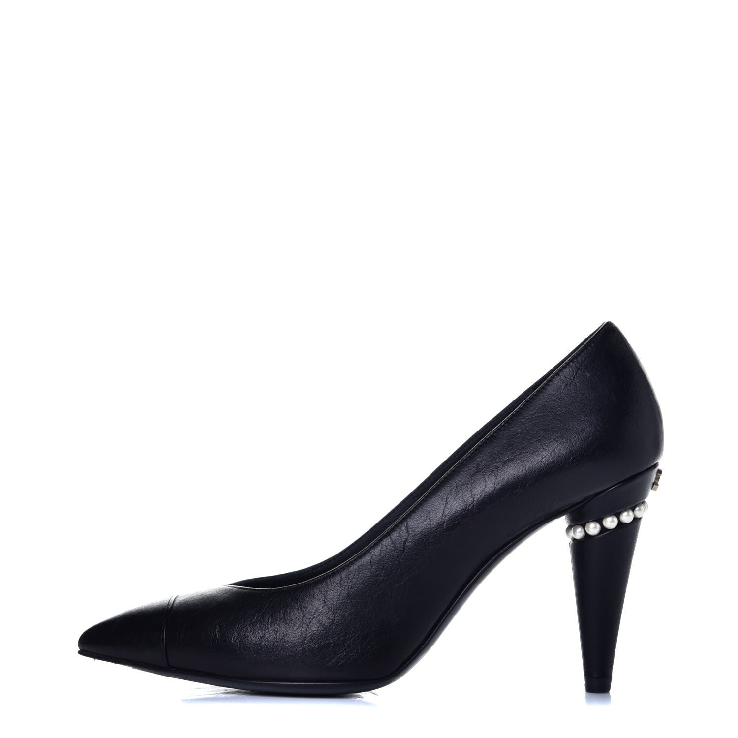 Chanel Lambskin Cap Toe Pearl Pumps 37 Black 1 of 10