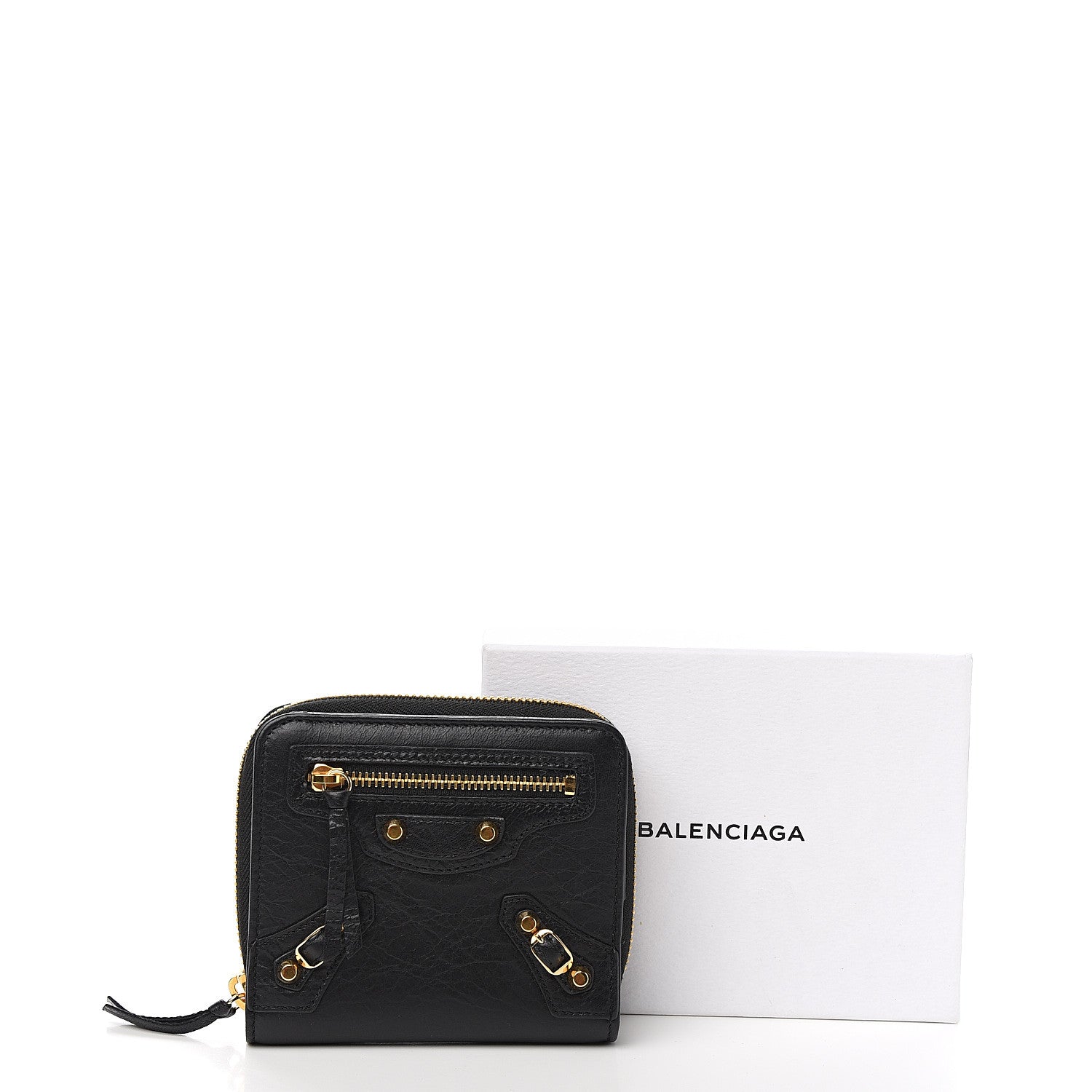 Balenciaga Agneau Classic Gold Hardware Compact Wallet Black 7 of 7