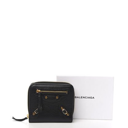 Balenciaga Agneau Classic Gold Hardware Compact Wallet Black 7 of 7