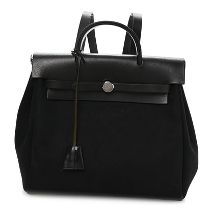 Hermes Toile Vache Calfskin Herbag 30 PM Backpack Black 1 of 10