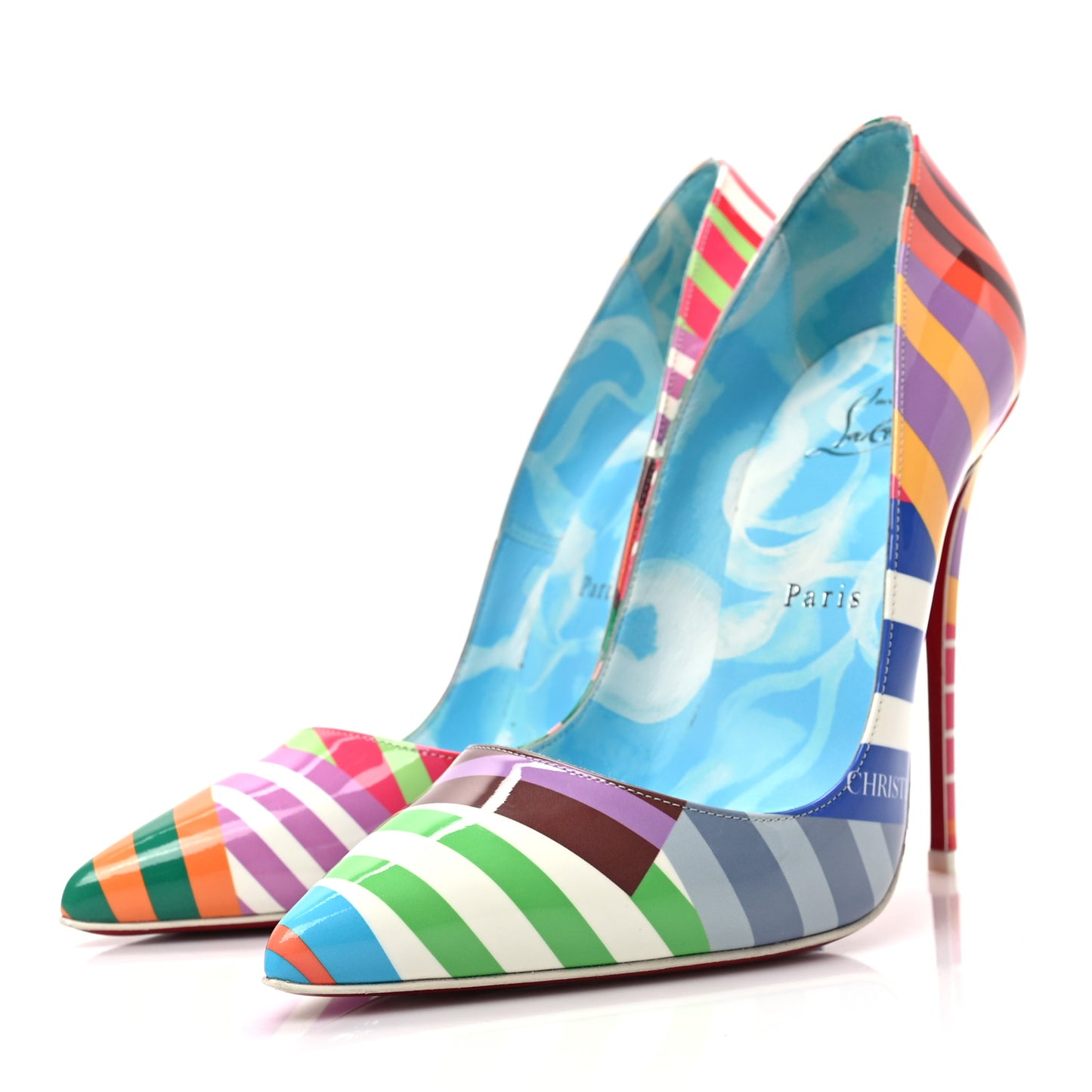 Patent Striped Grand Bain Swimming Pool So Kate 120 Pumps 39 Multicolor Lin Blue White