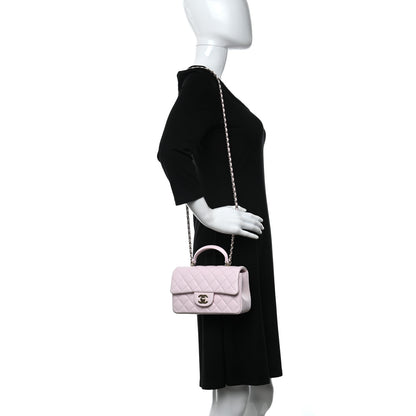 Chanel Lambskin Quilted Mini Top Handle Rectangular Flap Light Pink 2 of 10