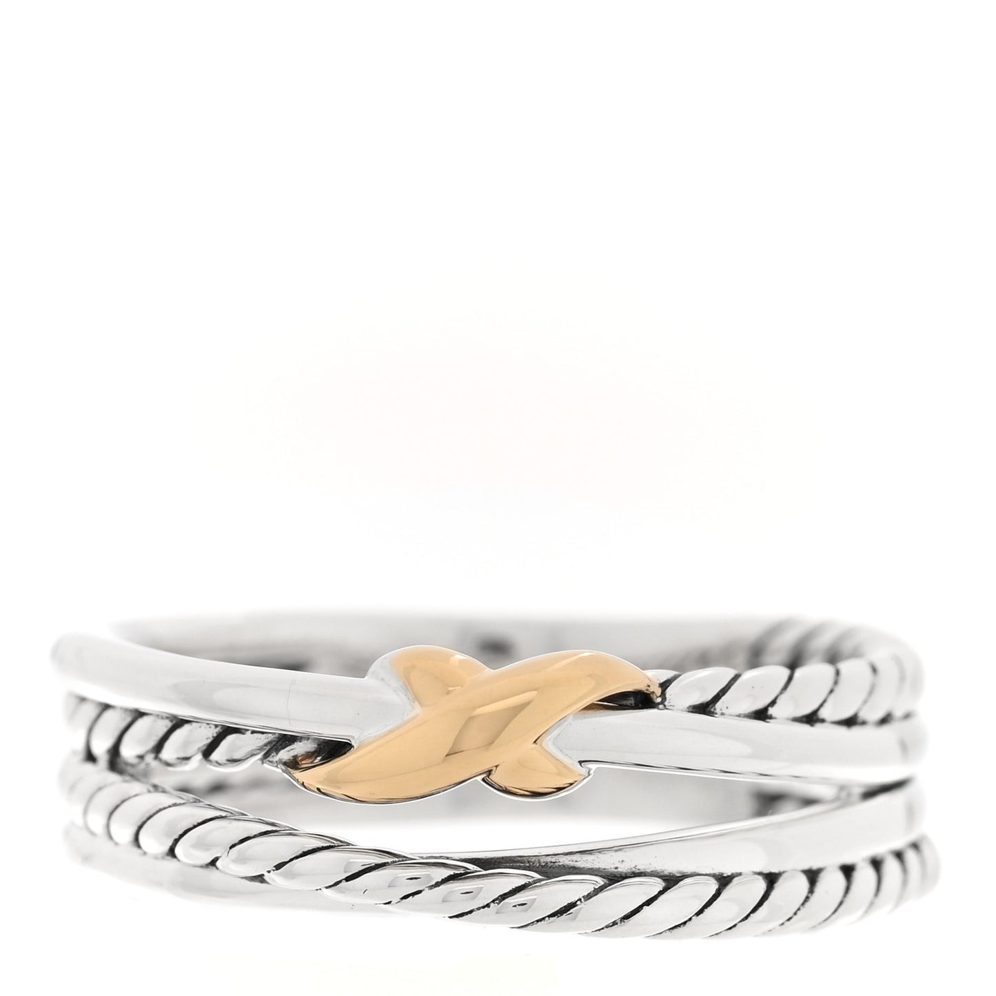 Sterling Silver 18K Yellow Gold 6mm X Crossover Ring 58 8.5