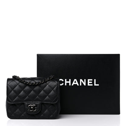 Chanel Crumpled Calfskin Quilted Mini Square Flap So Black 11 of 11
