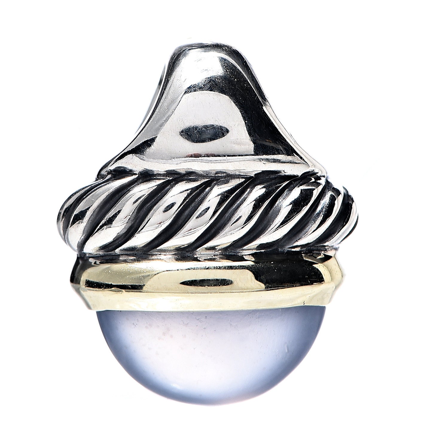 Sterling Silver 14K Yellow Gold Chalcedony Acorn Pendant