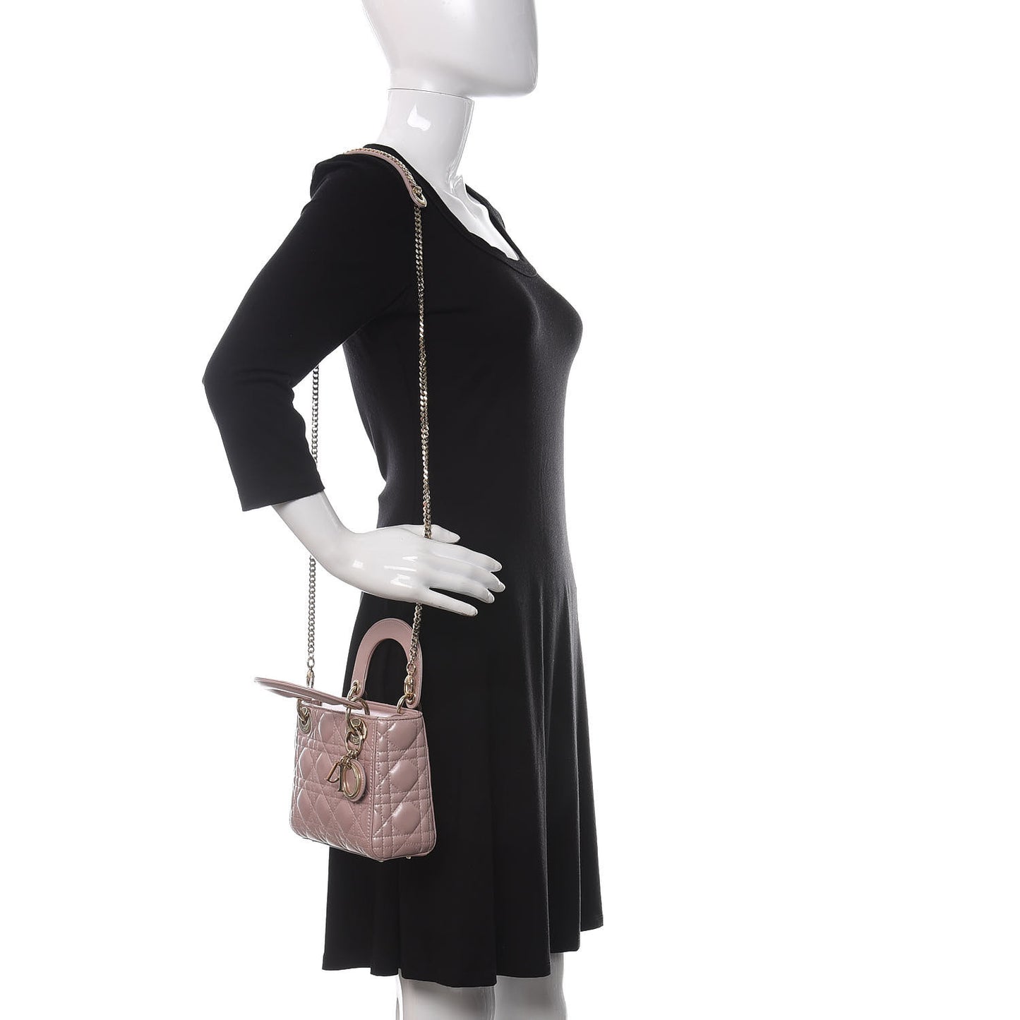 Metallic Lambskin Cannage Mini Lady Dior Lotus