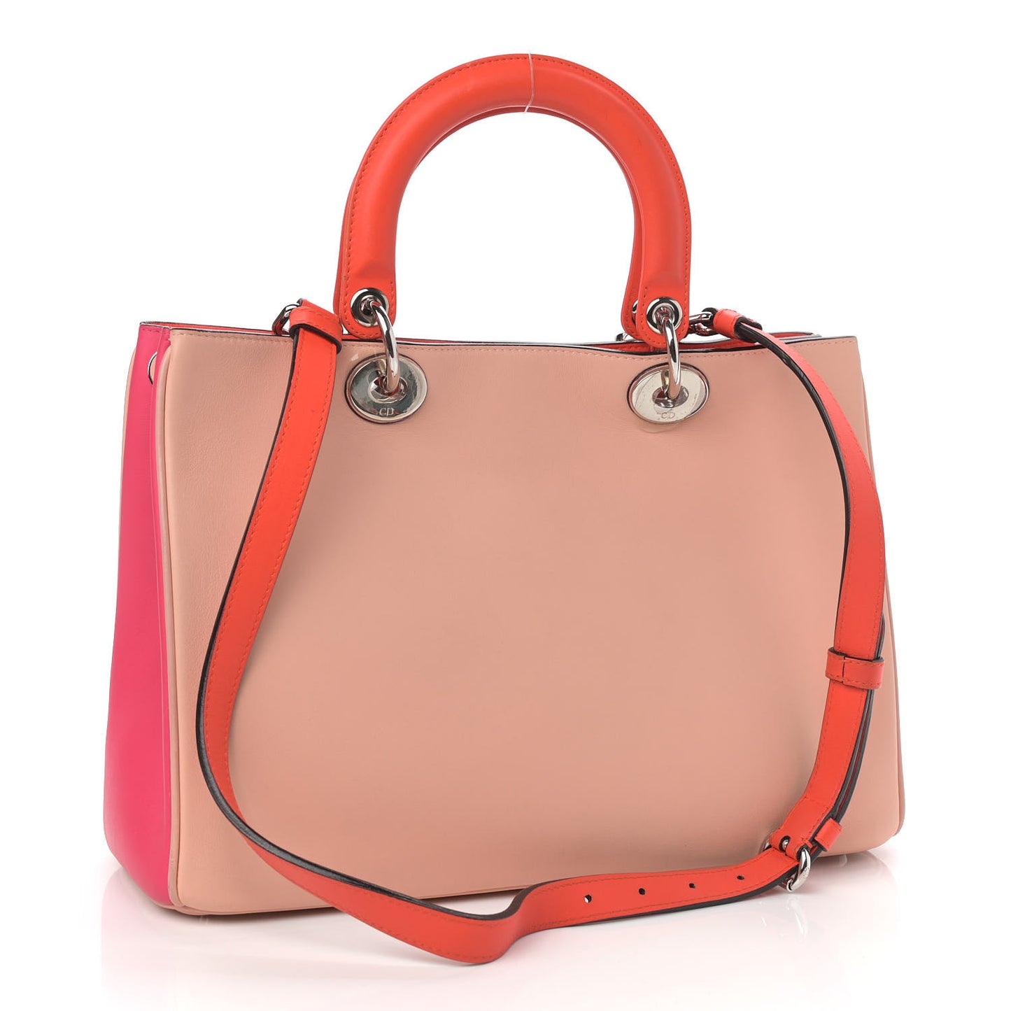 Smooth Calfskin Medium Tri-Color Diorissimo Tote Pink Fuchsia Orange