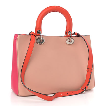 Christian Dior Smooth Calfskin Medium Tri-Color Diorissimo Tote Pink Fuchsia Orange 3 of 8