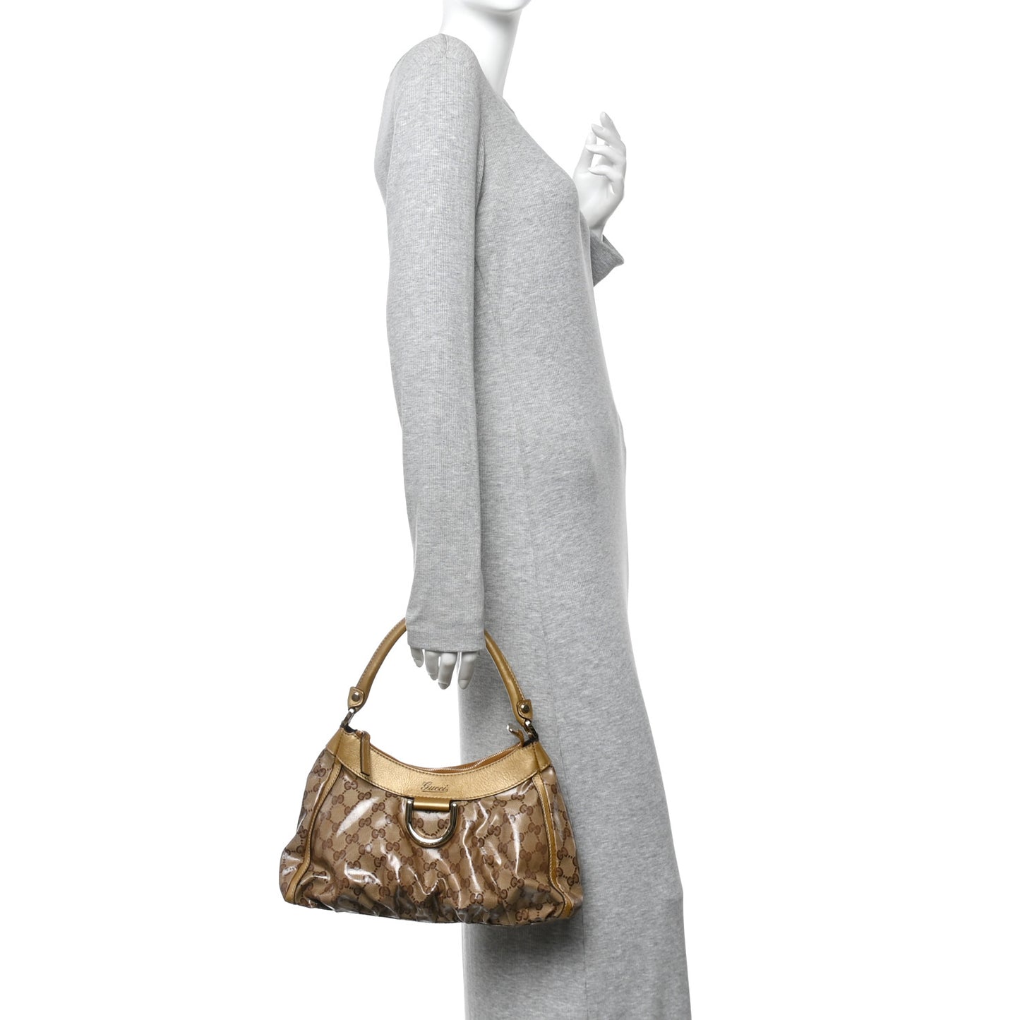Crystal Monogram D Ring Gold Hobo Gold
