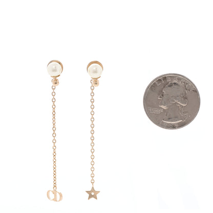 Christian Dior Pearl La Petite Tribale Dangle Chain Earrings Gold 2 of 4