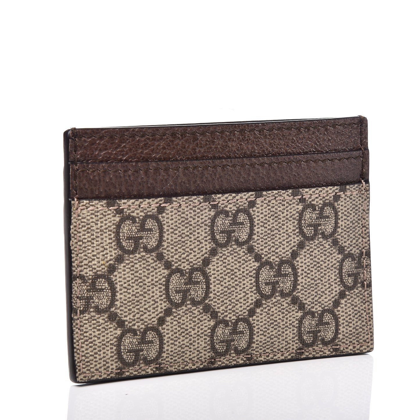 GG Supreme Monogram Ophidia Card Holder Brown