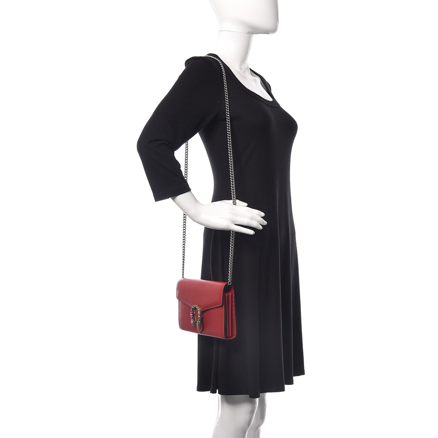 Calfskin Mini Dionysus Chain Wallet Hibiscus Red