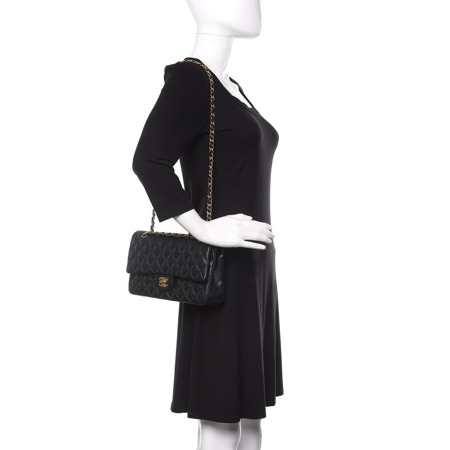 Chanel Caviar Quilted Medium Double Flap Black 2 of 14