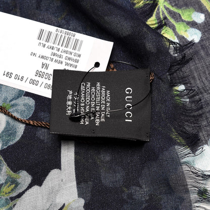 Gucci Modal Silk New Bloomy Shawl Midnight Blue Sky Blue 4 of 6