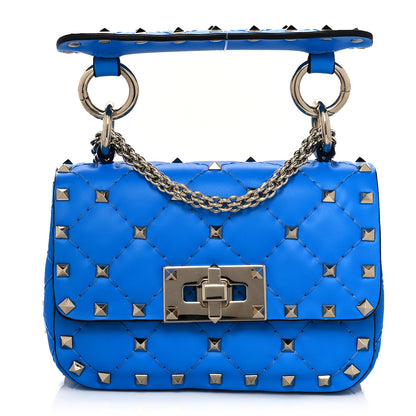Valentino Garavani Calfskin Micro Rockstud Spike Shoulder Bag Blue Fluo 1 of 10