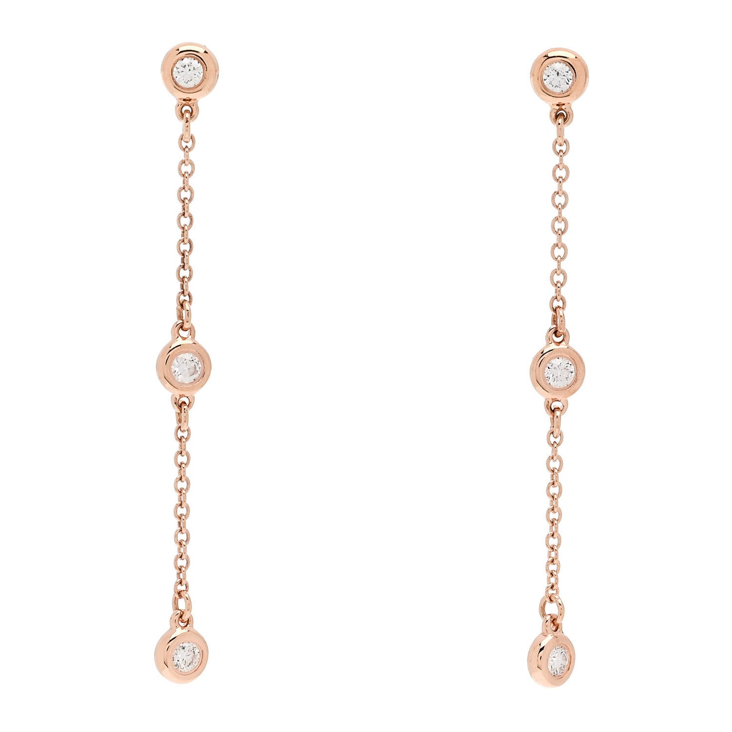 18K Rose Gold Diamond .24ctw Elsa Peretti Diamonds by the Yard Drop Earrings