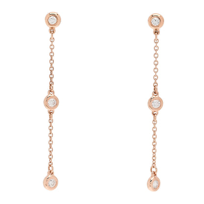 Tiffany 18K Rose Gold Diamond .24ctw Elsa Peretti Diamonds by the Yard Drop Earrings 1 of 6