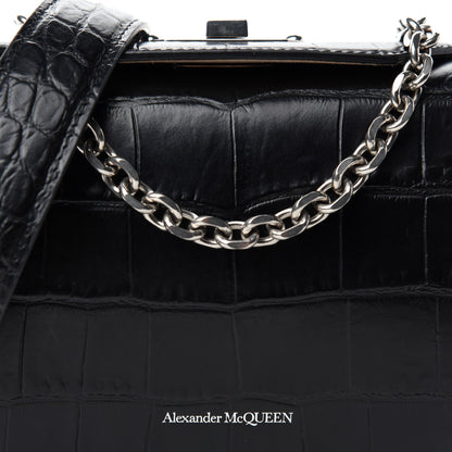 Alexander McQueen Calfskin Crocodile Embossed Box Shoulder Bag 16 Black 10 of 10