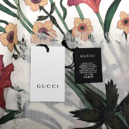 Gucci Silk Twill New Flora Square Scarf Ivory 4 of 5
