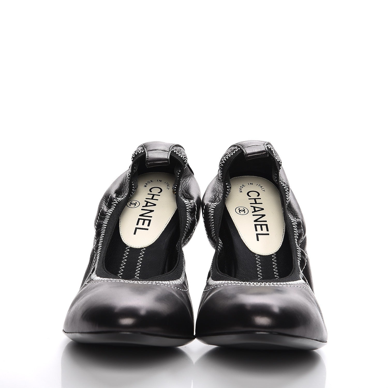Chanel Lambskin Elastic Pumps 39 Black 2 of 8
