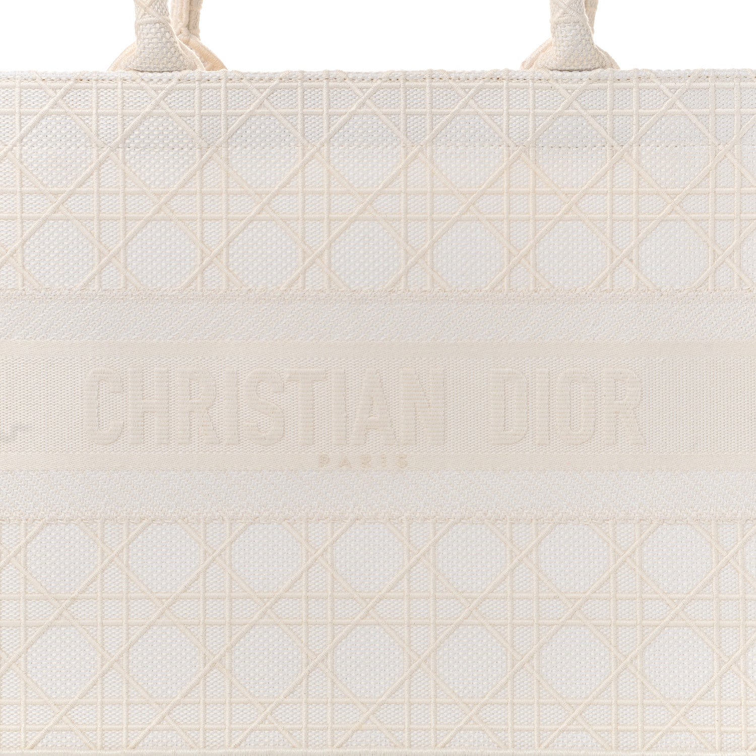 Christian Dior Canvas Embroidered Cannage Medium Book Tote White 8 of 14