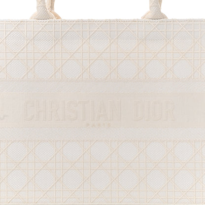 Christian Dior Canvas Embroidered Cannage Medium Book Tote White 8 of 14