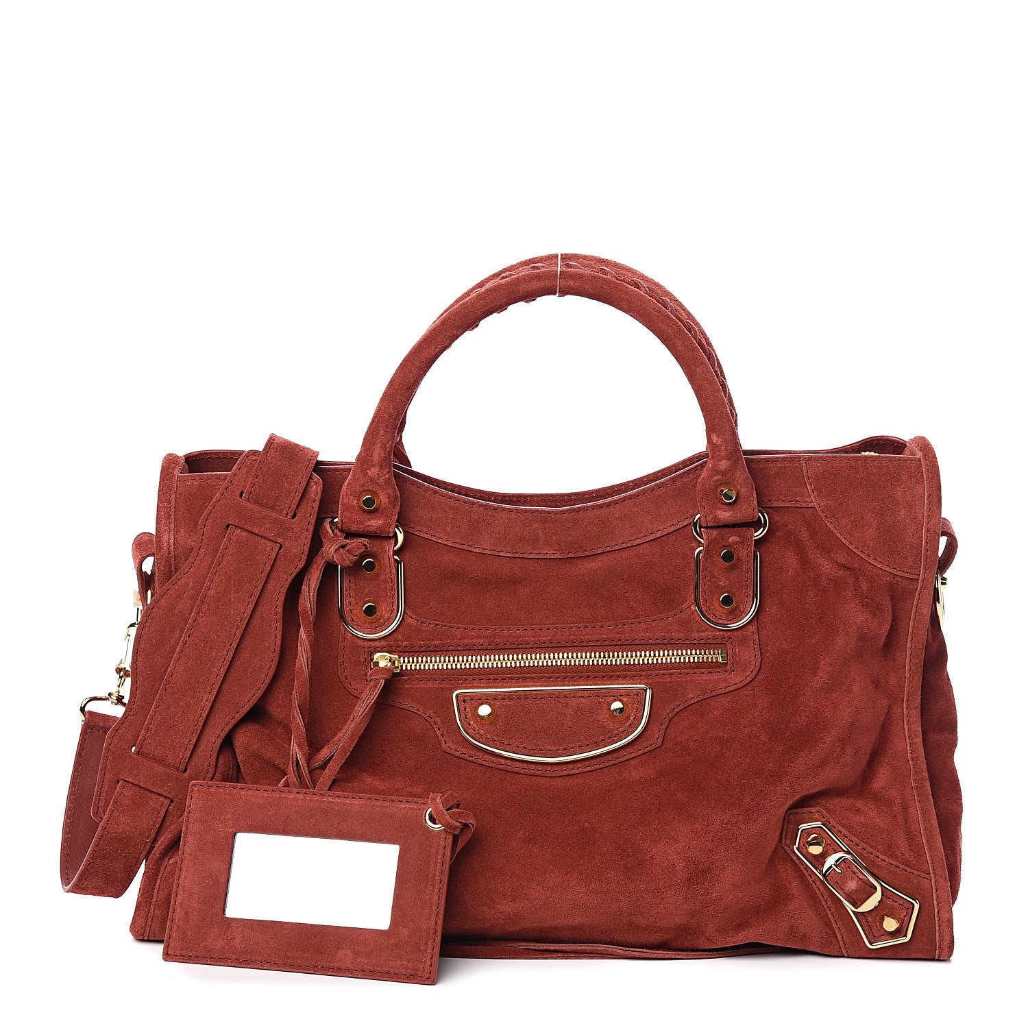 Balenciaga Baby Daim Suede Gold Metallic Edge Hardware City Bois De Rose Fonce 1 of 9