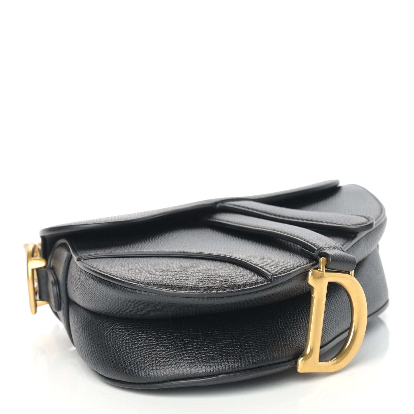 Grained Calfskin Mini Saddle Bag Black