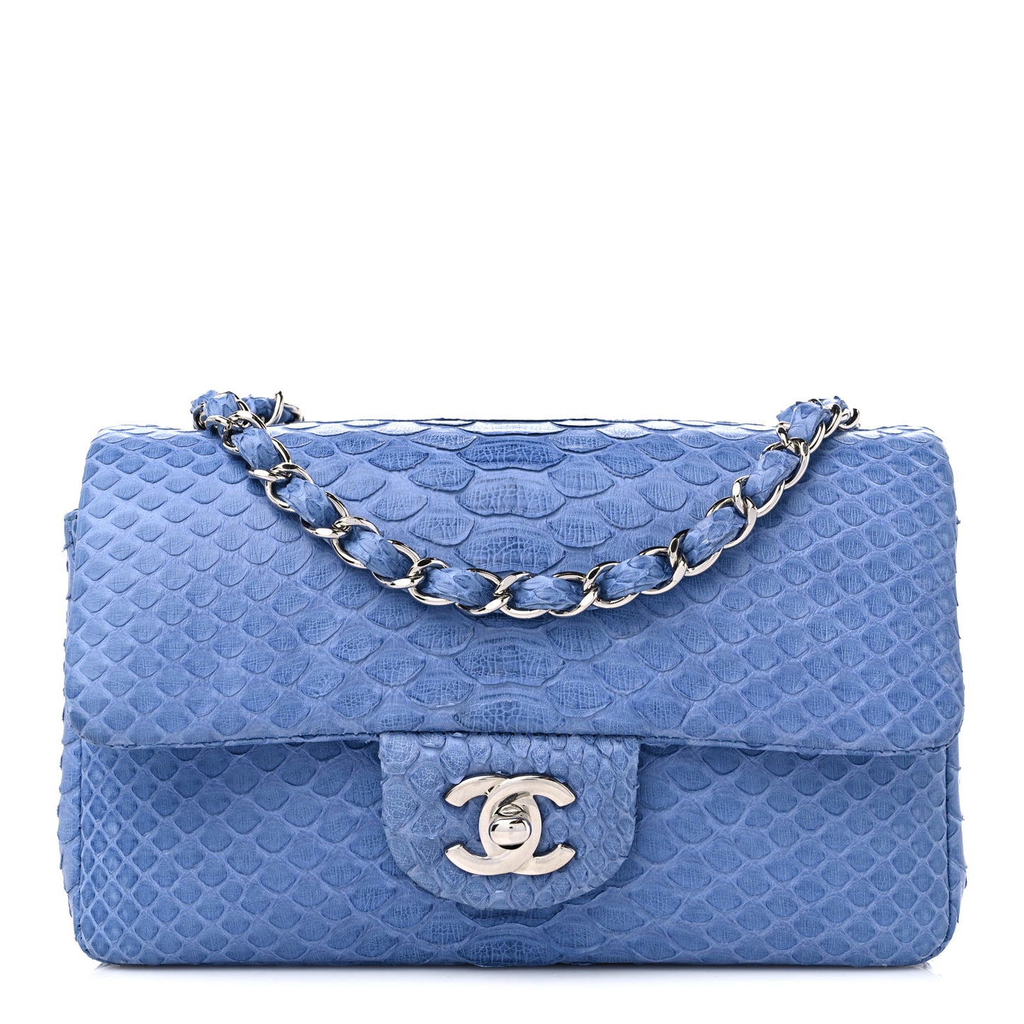 Snakeskin Mini Rectangular Flap Blue