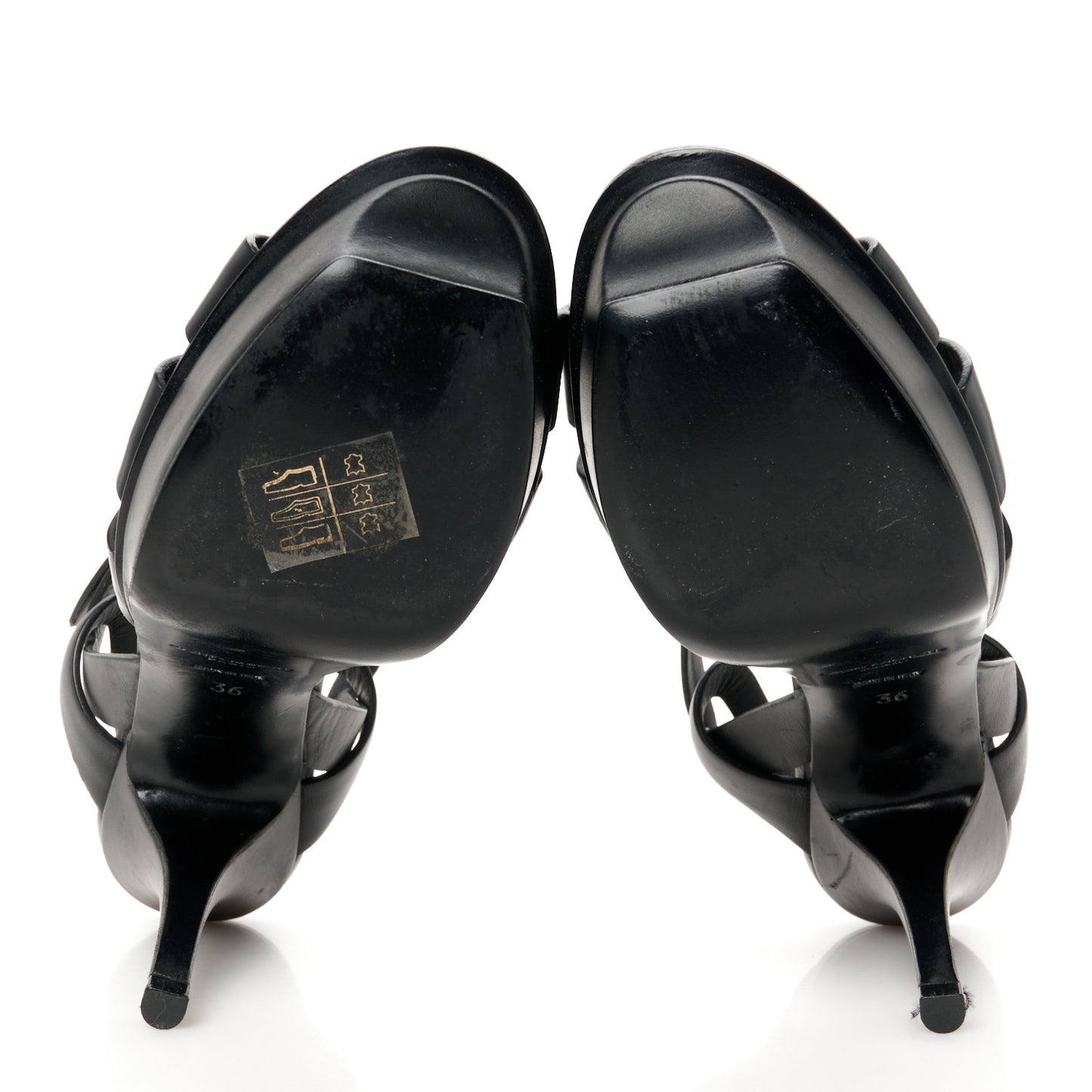 Calfskin Tribute 75 Platform Sandals 36 Black