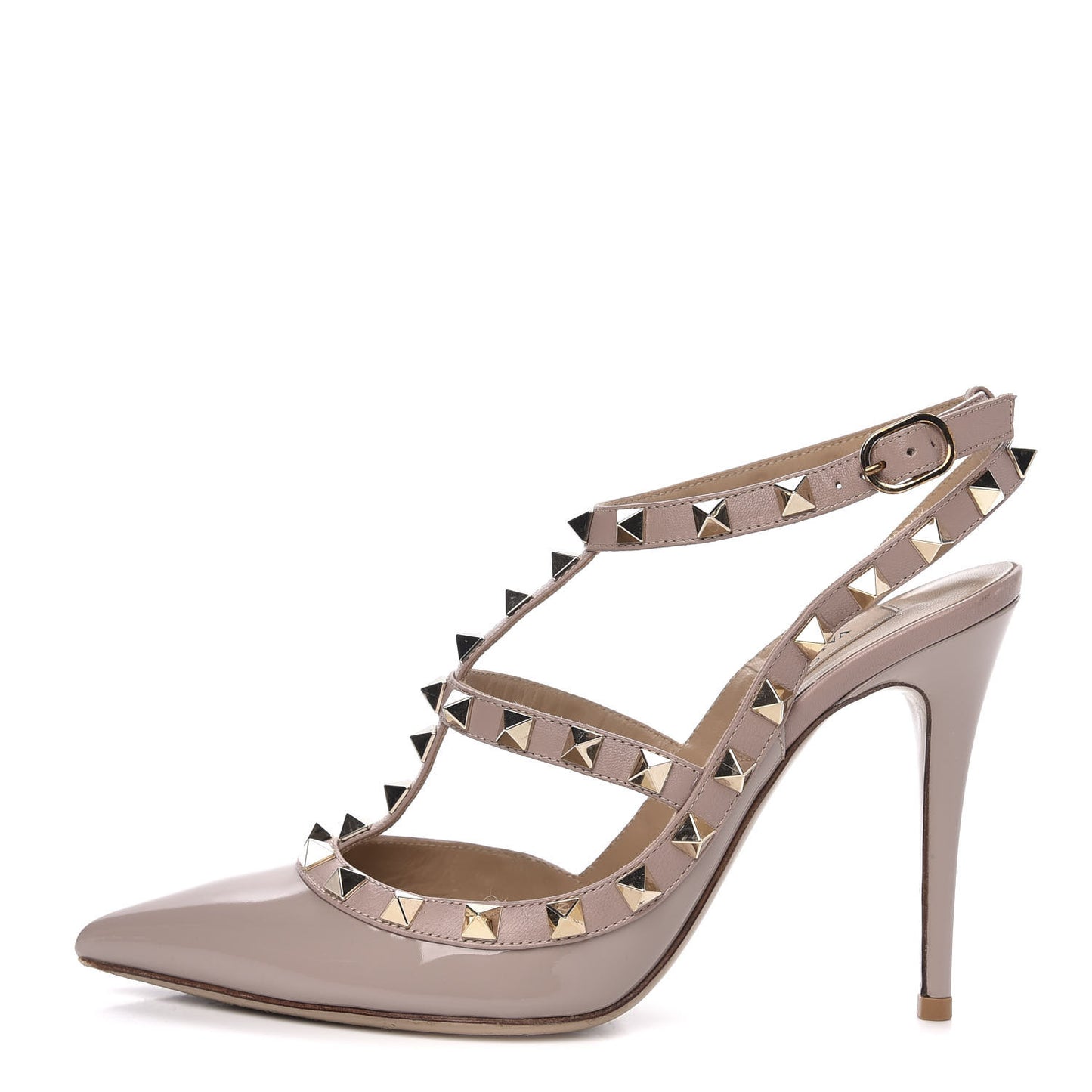 Patent Rockstud Ankle Strap 100mm Pumps 36 Poudre