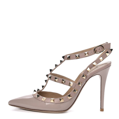 Valentino Garavani Patent Rockstud Ankle Strap 100mm Pumps 36 Poudre 1 of 10