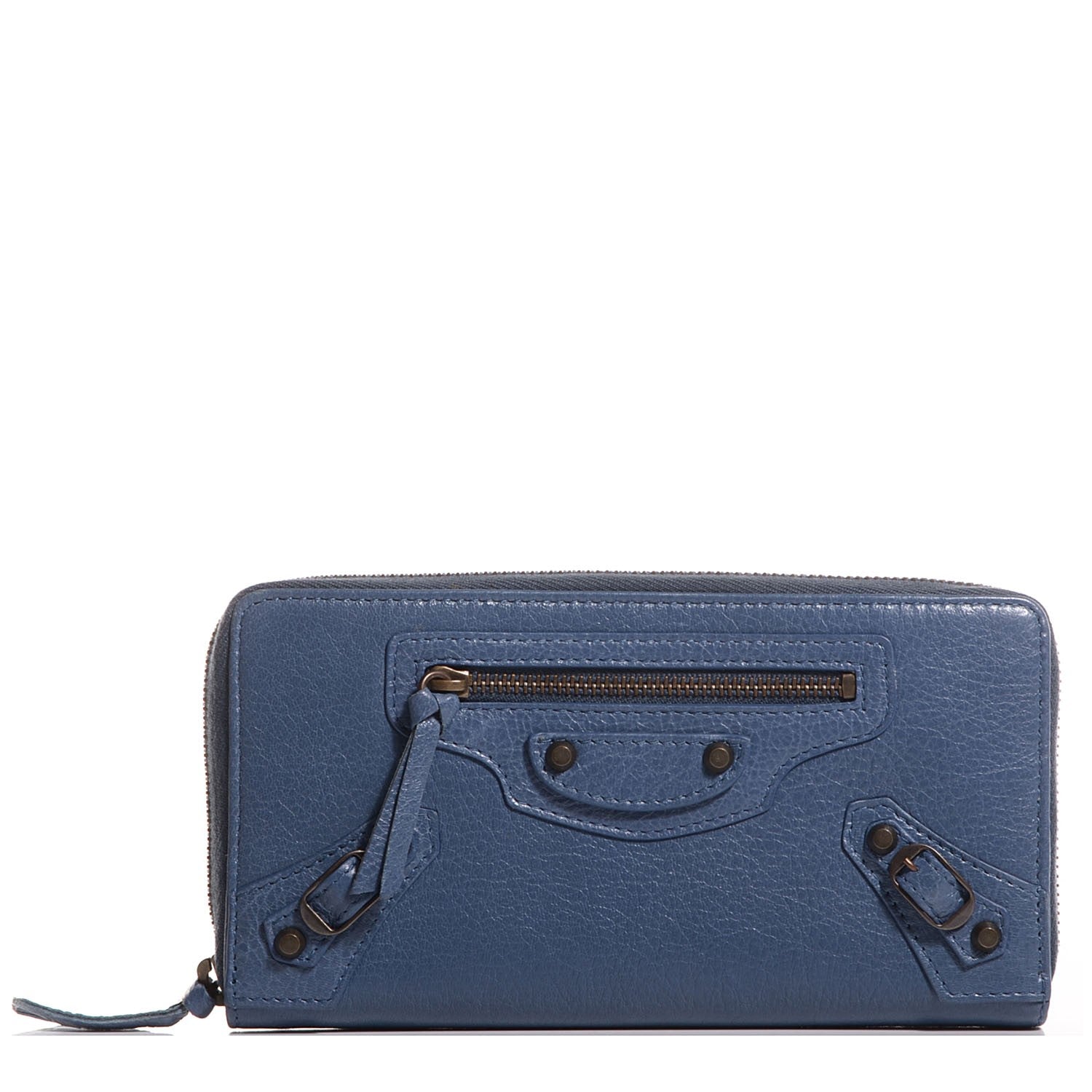 Balenciaga Agneau Classic Hardware Continental Zip Around Wallet Bleu Persan 1 of 10