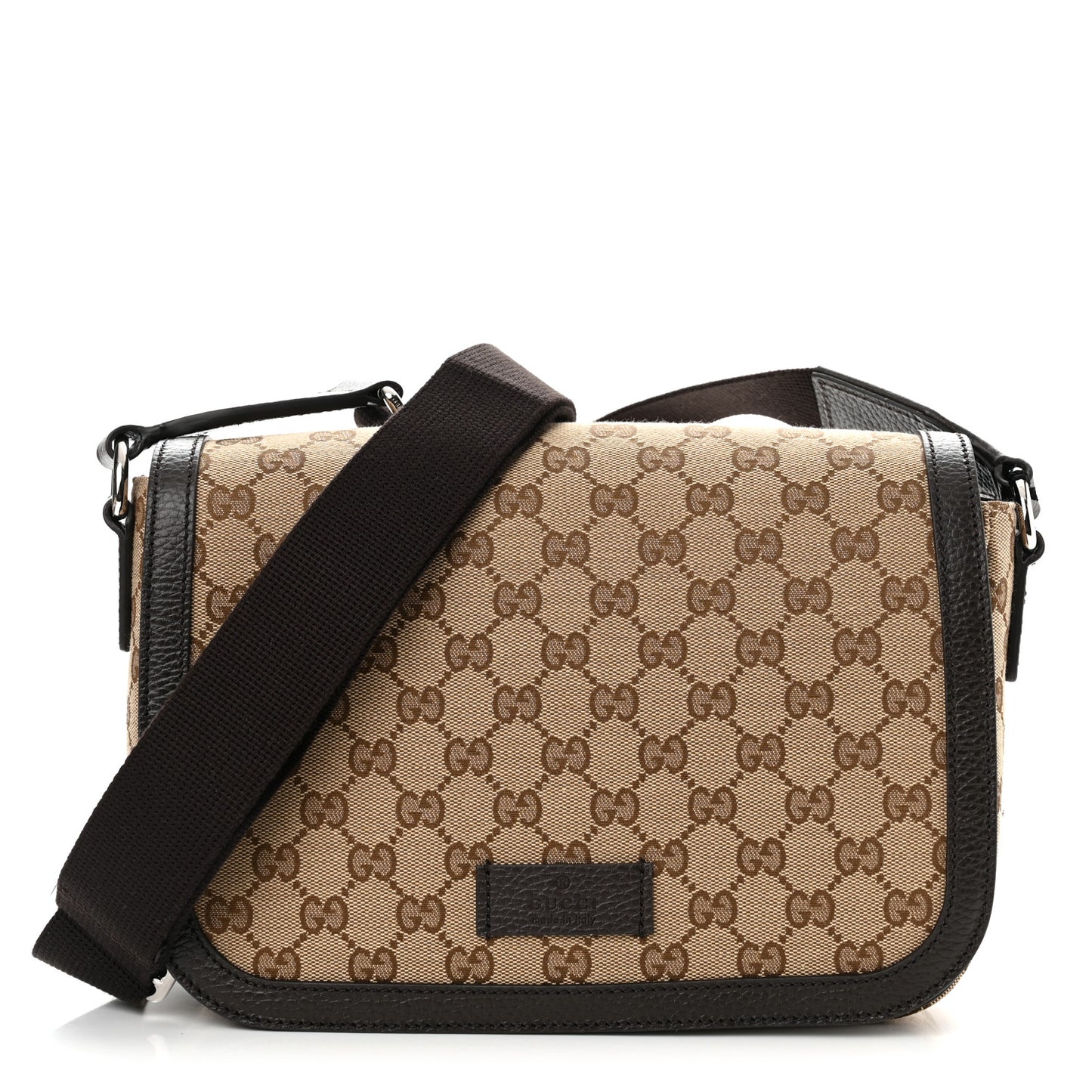 Monogram Flap Messenger Bag Beige Dark Brown